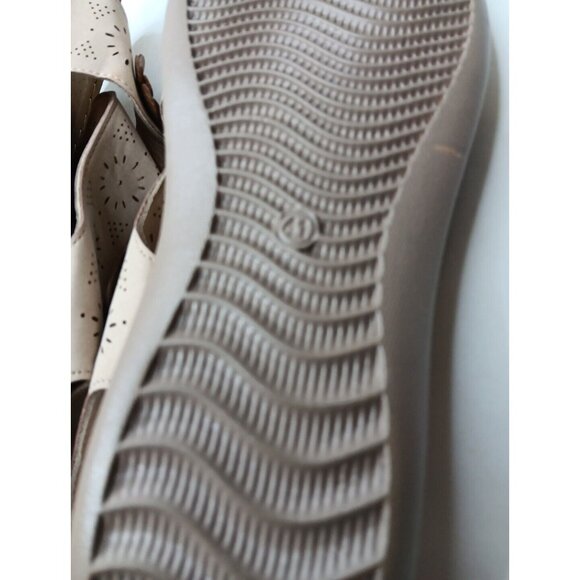 SHIBEVER Sandals Women's 41 US 9.5 Tan Low Wedge Floral Adjustable Heel Strap - Picture 7 of 8